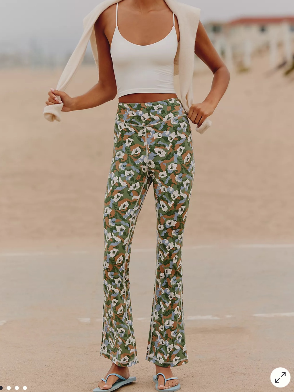 Anthropologie Daily Practice Assemble High-Waist Green Floral Flare Leggings Xxs